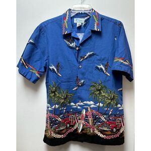 Kole Kole men’s Hawaiian print one pocket button front shirt size Med. #41-1028